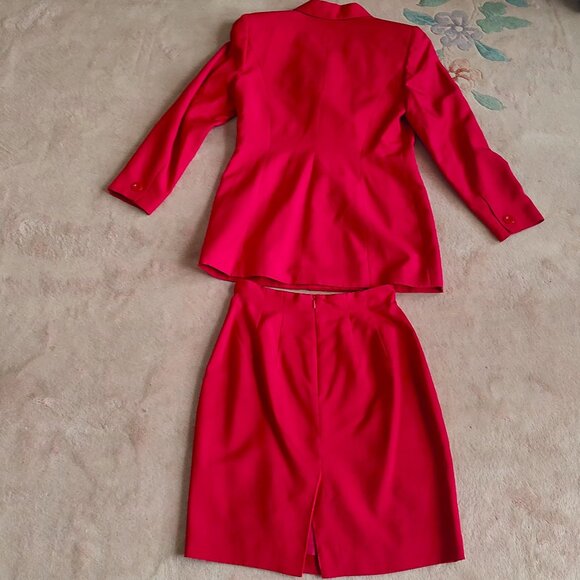 Vintage Red Valerie Stevens 100% Silk 2-Piece Skirt & Jacket Suit-Size 6 - Picture 11 of 11
